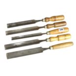 Five long paring gouges G