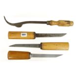A 1/2" mortice lock chisel and 3 mortice chisels G