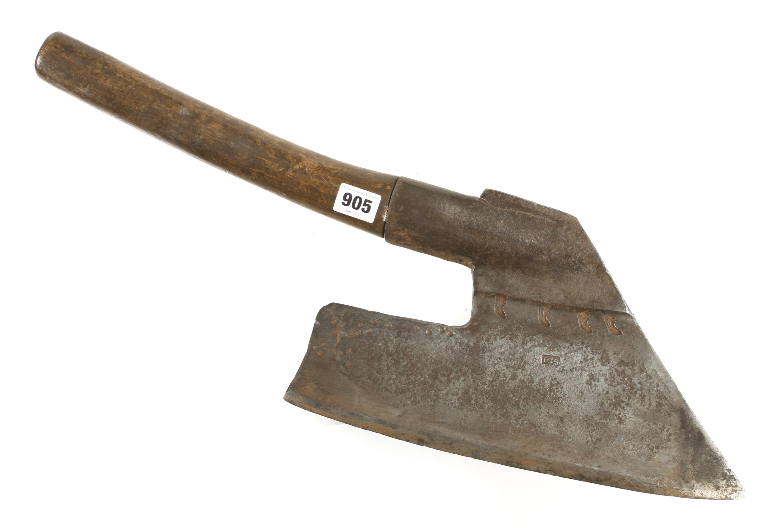 An early Austrian R/H side axe with I.G.S. touch mark and other decoration with 13" edge G+