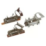 Three combination planes by LEWIN, SARGENT and RECORD lack cutters G