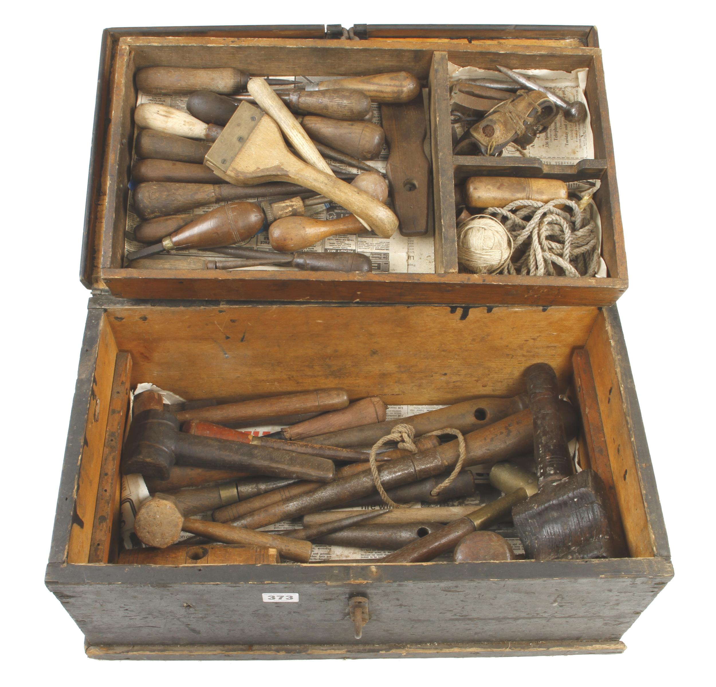 A kit of sailmaker's tools in a pine tool box G - Image 2 of 5