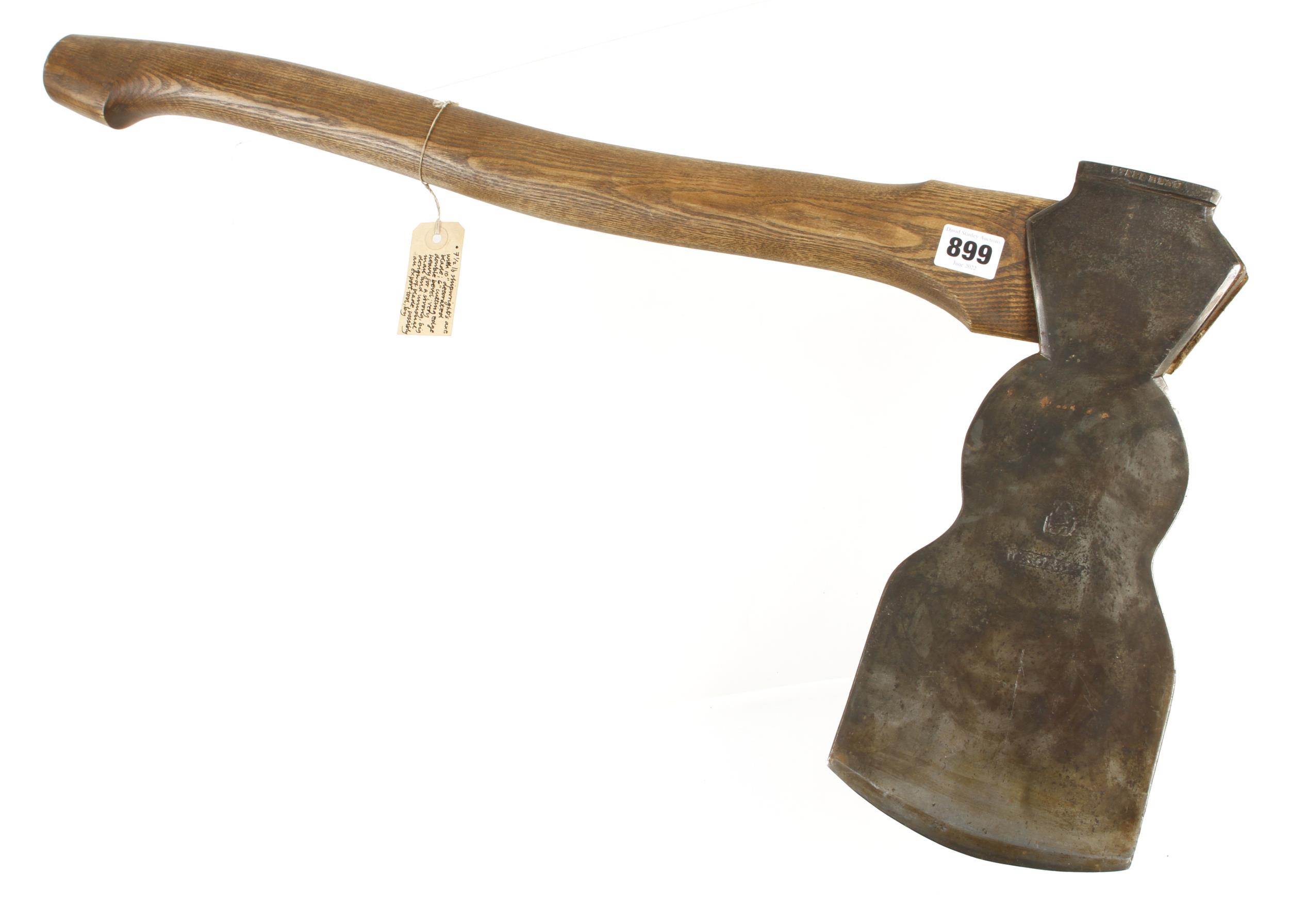 An unusual 14" shipwright's axe by SORBY with 6" edge G++