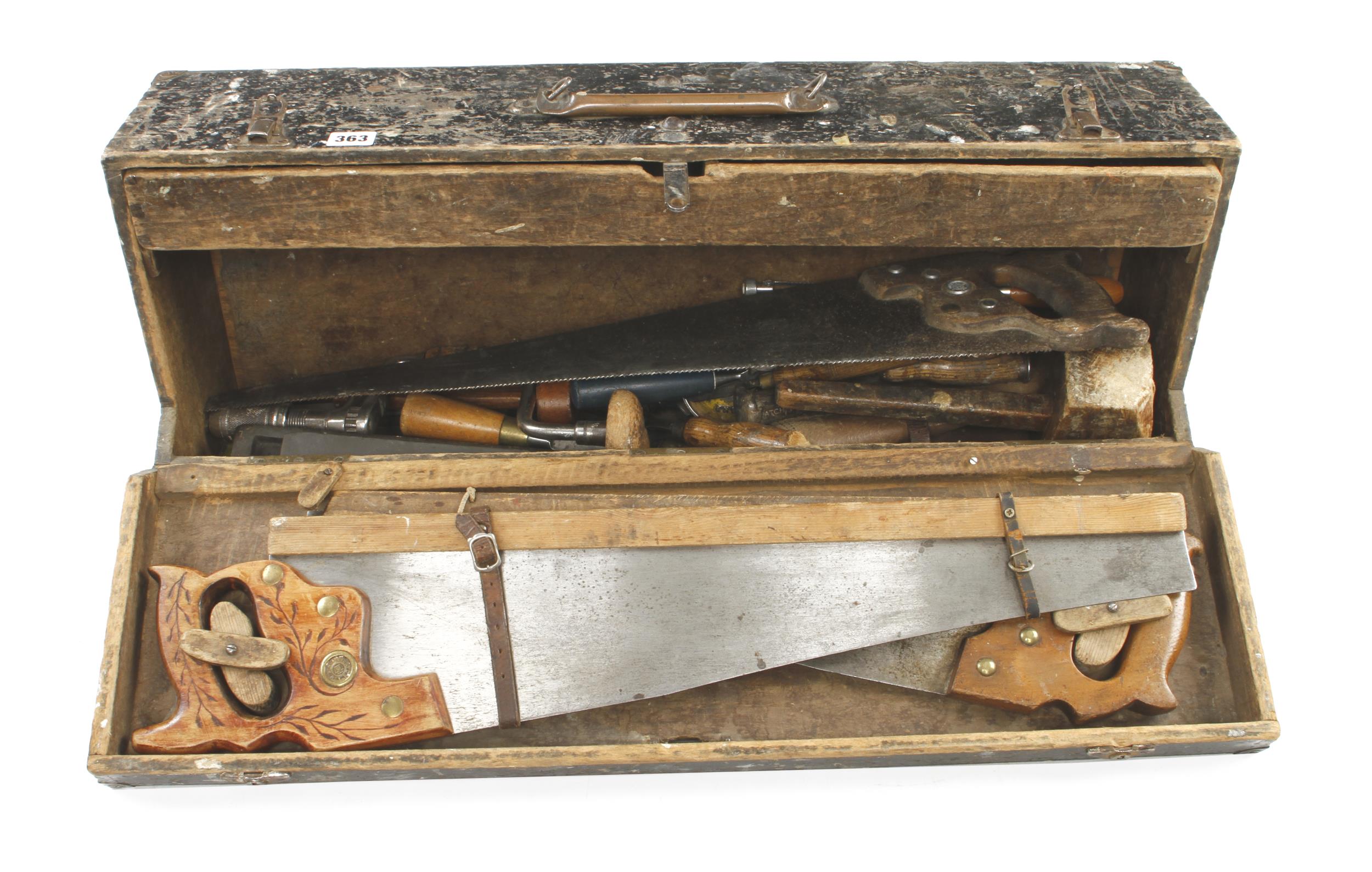 A joiner's carrying case 30" x 13" x 8" with some tools G