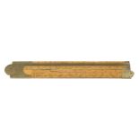 A 2' three fold carpenter's boxwood and brass rule by SAMPSON ASTON Maker with brass slide G+