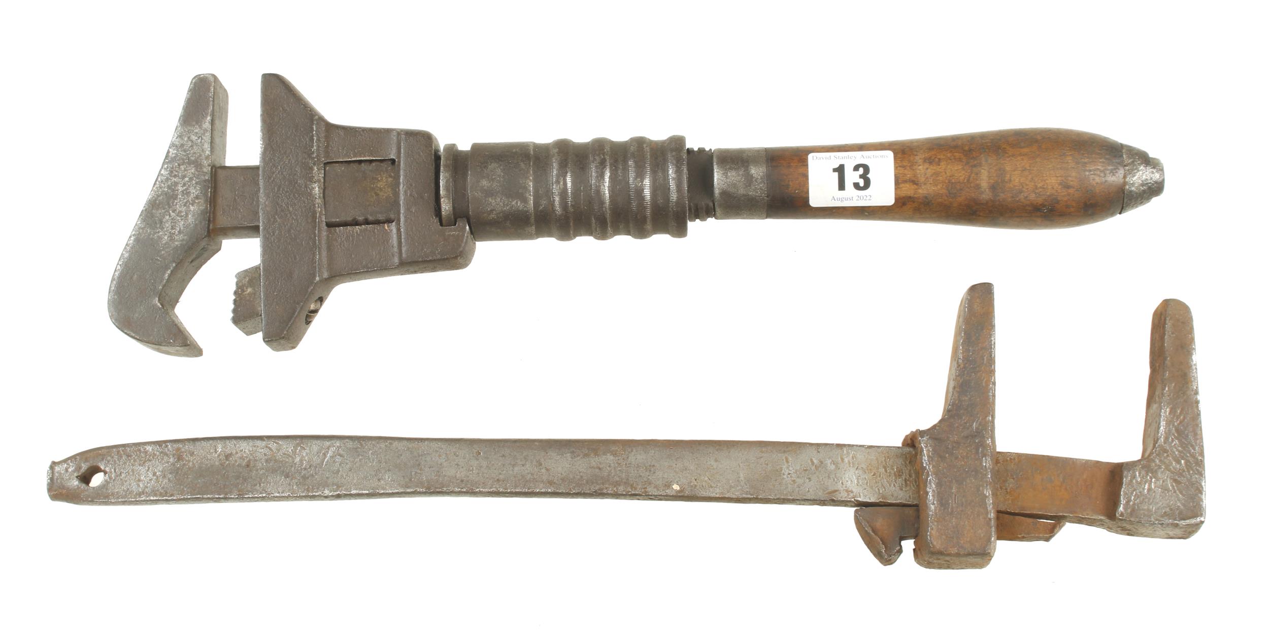 Two unusual adjustable wrenches G