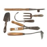 Topiary shears, daisy grubber and 4 other vintage garden tools G