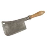 A Victorian meat cleaver by WHITEHOUSE Cannock with oak handle G+
