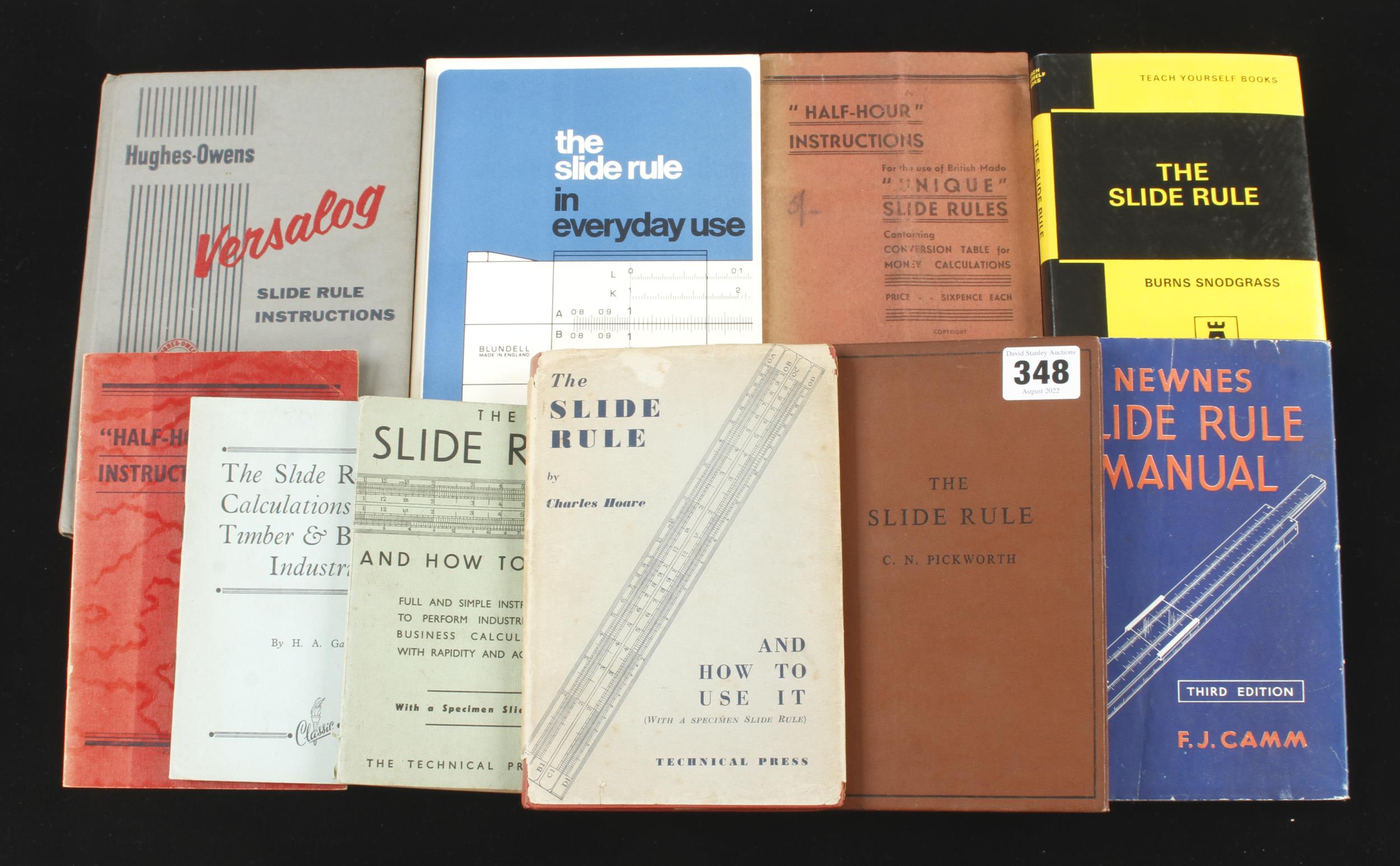 Eight slide rule manuals and instruction books G+