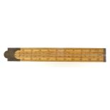 A fine and rare 2' two fold engineer's boxwood slide rule by RABONE with brass fittings and