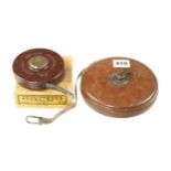 A CHESTERMAN No 40 66' steel tape in orig box G+ and another 100' G