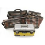 A tool box by STANLEY and 4 heavy duty tool bags by VETO PRO PACK all well used G