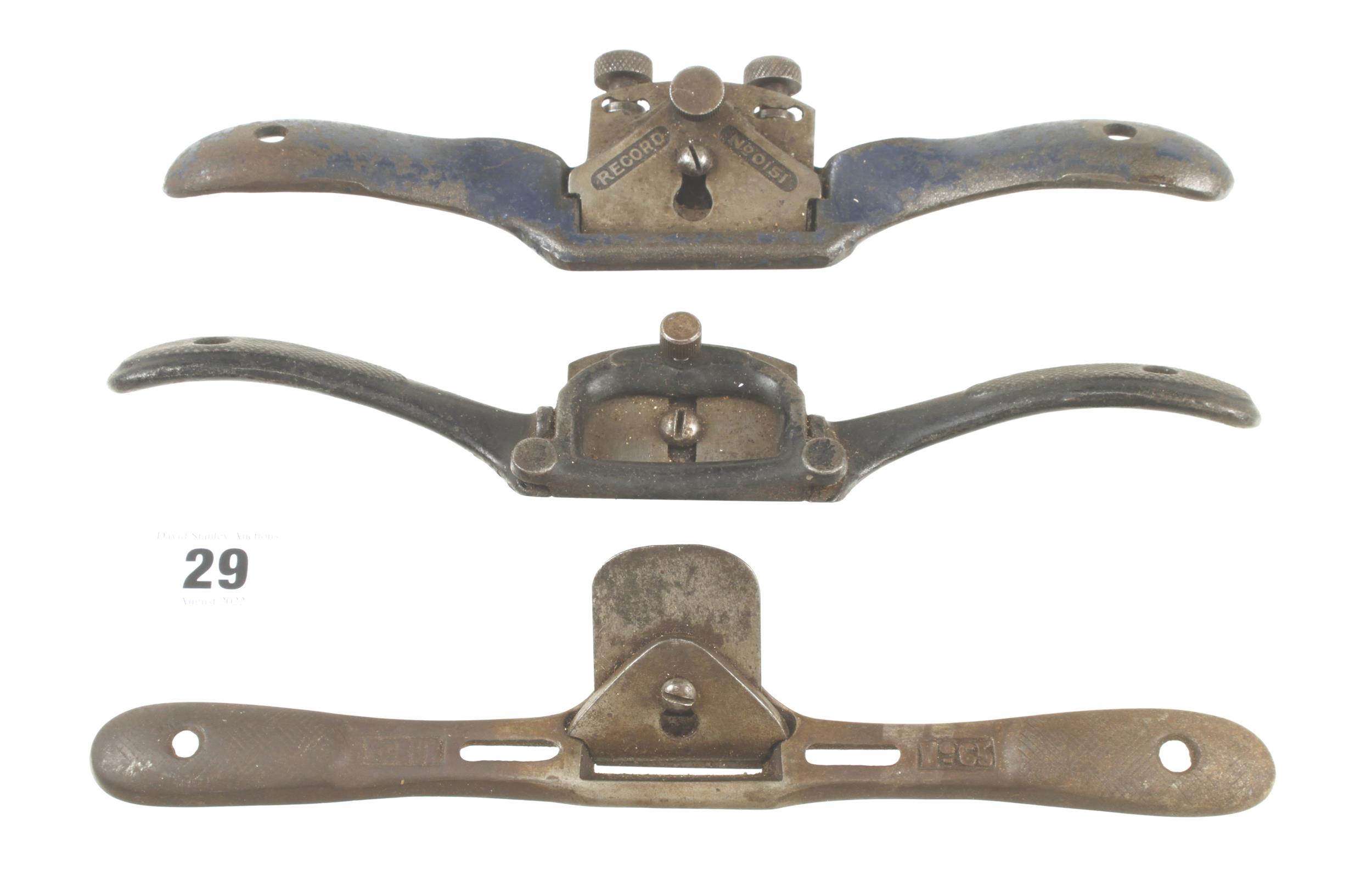 Three steel spokeshaves G