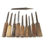 10 mortice chisels (one unhandled) G