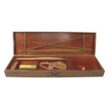 A Naval Architects mahogany carrying case measuring 41" x 12" x 5" of historical interest with