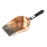 A fine quality copper coin shovel with d/t steel edge and ebony handle G++