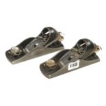 Two STANLEY No 9 1/2 block planes with adjustable mouths G+