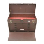 An engineer's steel toolbox by STARRETT with 7 sliding drawers and added clasp G+