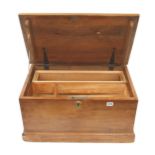 A polished pine tool box 25" x 15" x 12" with two trays G