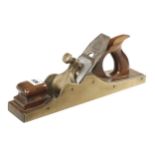 A fine 13 1/2" bronze panel plane with rosewood infill and handle, the style and quality suggests