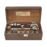 A small TELCO lathe 10" o/a with comprehensive set of attachments in orig fitted mahogany box G+