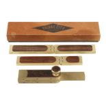 Two BRIDGE CITY rosewood and brass saddle squares in orig box and a 5" bevel F