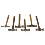Six coppersmith's hammers G