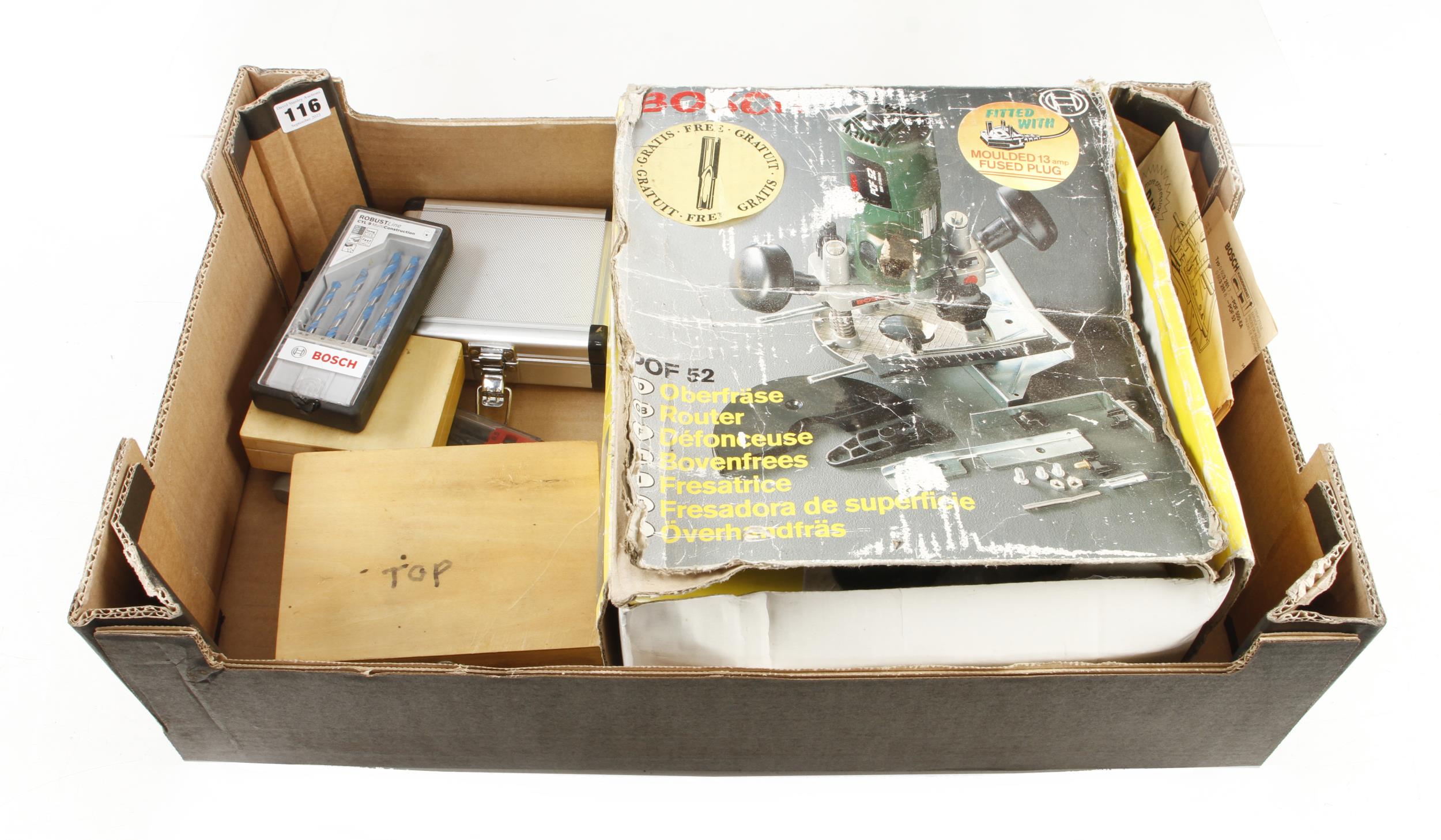 A BOSCH No POF 52 router 240v with various router bits Pat tested G+ - Image 2 of 2