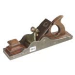 A 14" iron panel plane with mahogany infill and handle and brass lever G