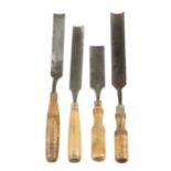 Four large gouges with boxwood handles G+