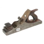 A 13 1/2" d/t steel panel plane by MATHIESON, brass lever screw needs freeing and light pitting to