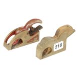 A 3/4" brass bullnose plane and another by GRANBY G+