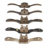 Five metal spokeshaves by STANLEY and RECORD G