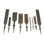 Six unused unhandled chisels and gouges and 3 others G++