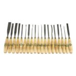 A set of 19 carving tools by HENRY TAYLOR with trade labels G+