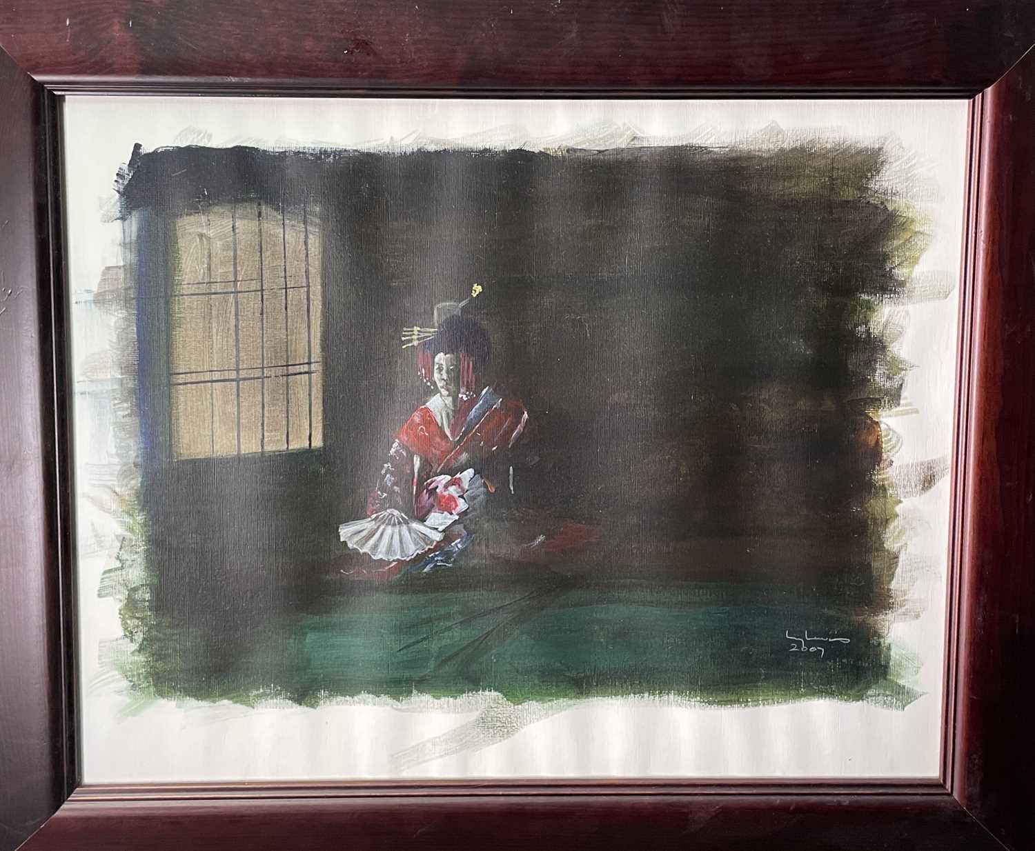 Two Japanese paintings on canvas, indistinctly signed, dated 2007, entitled 'Geisha' and 'Joss- - Image 3 of 4