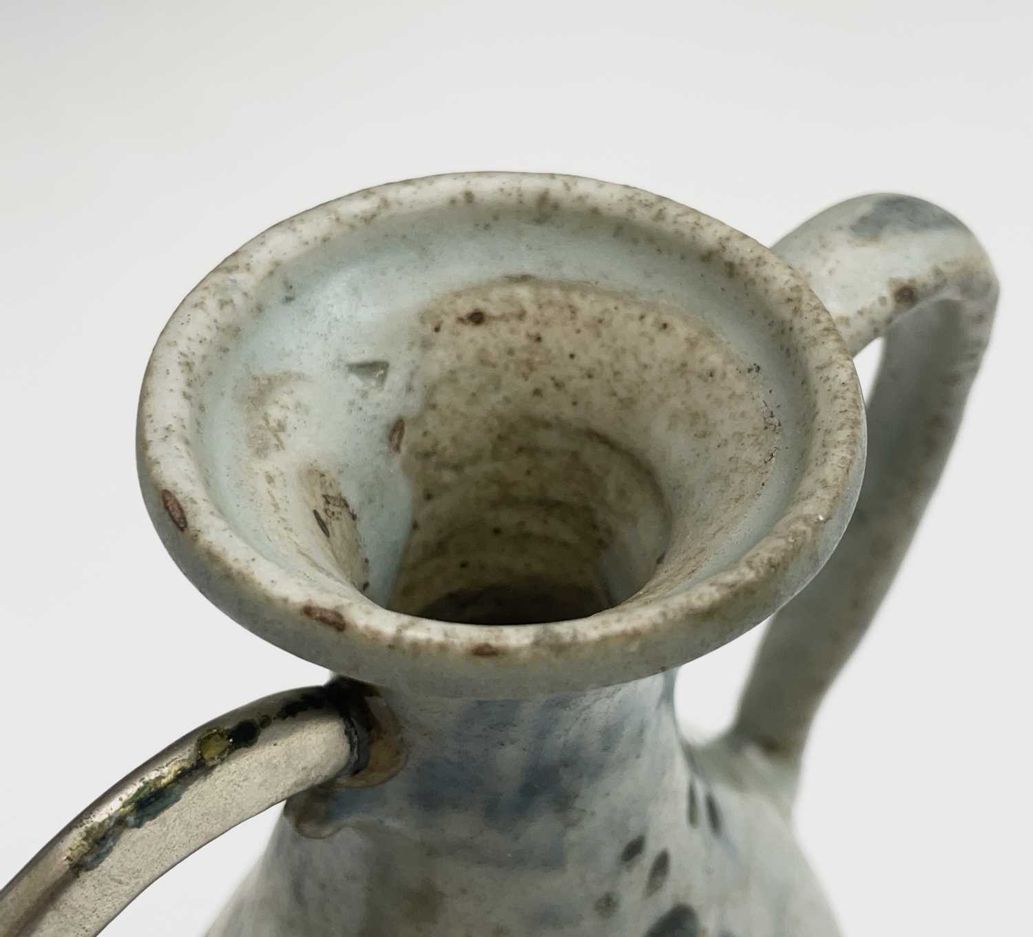 A Chinese blue and white ewer, Ming Dynasty, with white metal spout, height 18.5cm, width 14cm. - Image 7 of 7