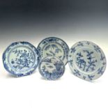 Three Chinese blue and white porcelain plates, 18th century and a dish, diameter 23cm.