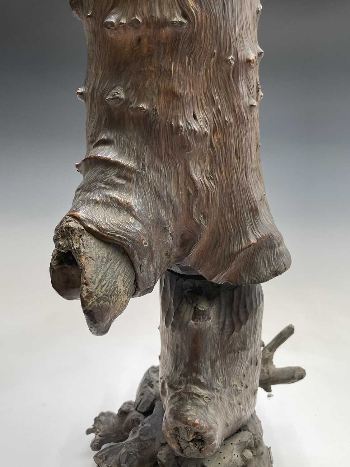 A Chinese carved rootwood figure of a man in a robe, 19th century, the figure in two sections, - Image 6 of 14