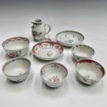 A Chinese famille rose porcelain bowl, 18th century, height 6cm, diameter 11cm, four tea bowls,