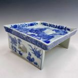 A Chinese blue and white porcelain square shaped tea tray, Jiaqing four character mark, with