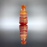 A banded agate desk seal with engraved armorial matrix, length 7.5cm.