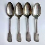 A William IV silver set of four fiddle thread pattern table spoons by William Eaton, London 1837,