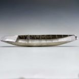 An Edwardian silver novelty desk stand in the form of a punt by Harrison Brothers & Howson, with