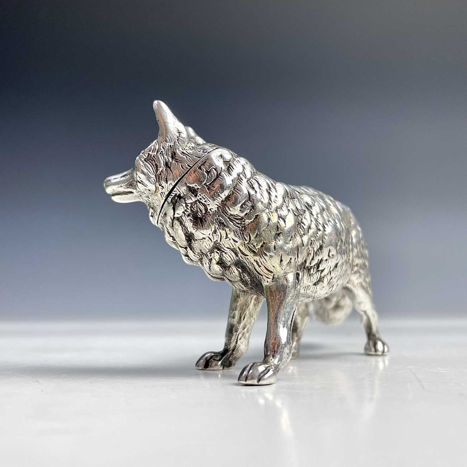 A good Victorian heavy silver pepperette modelled as a fox by William Hurcomb, London 1896, length - Image 8 of 15