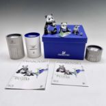 Swarovski Crystal Endangered Wildlife Pandas, annual edition 2008, comprising mother and cub, with