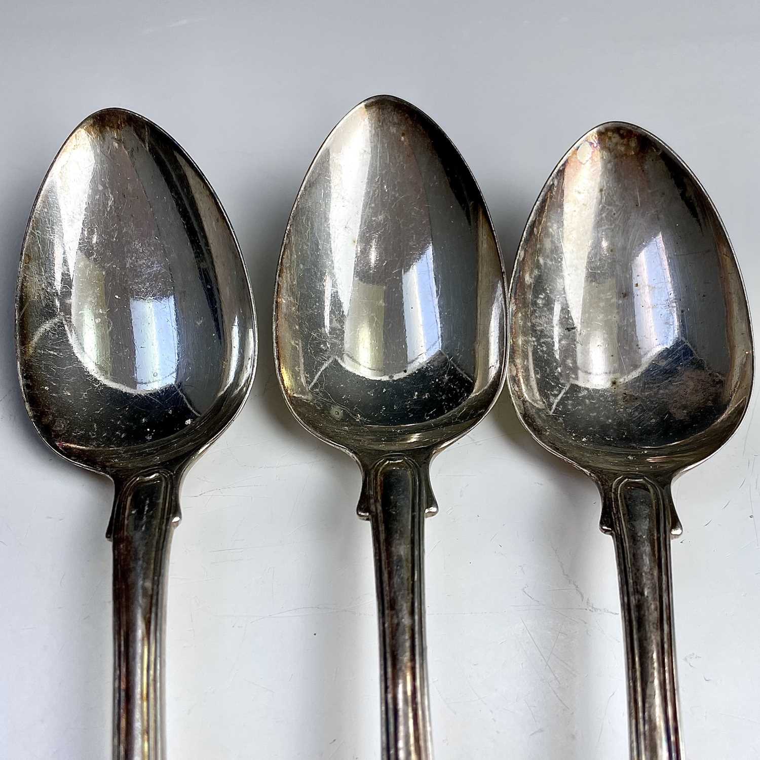 A set of three George III fiddle and thread pattern table spoons, maker F.H, London 1820/21, - Image 6 of 6