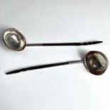 A pair of Georgian silver small toddy ladles with twisted baleen handles, length 19cm.