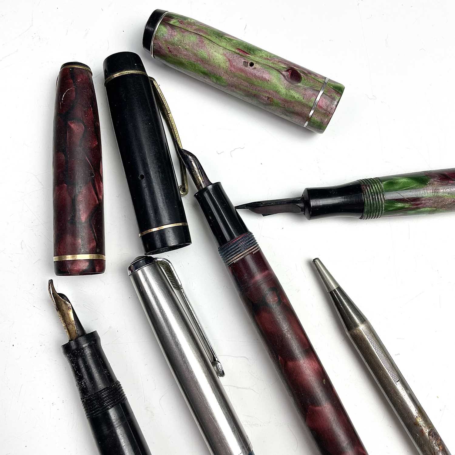 Three fountain pens including a Conway Stewart 15 fountain pen with 14ct nib, "The UNIQUE" pen - Image 2 of 2