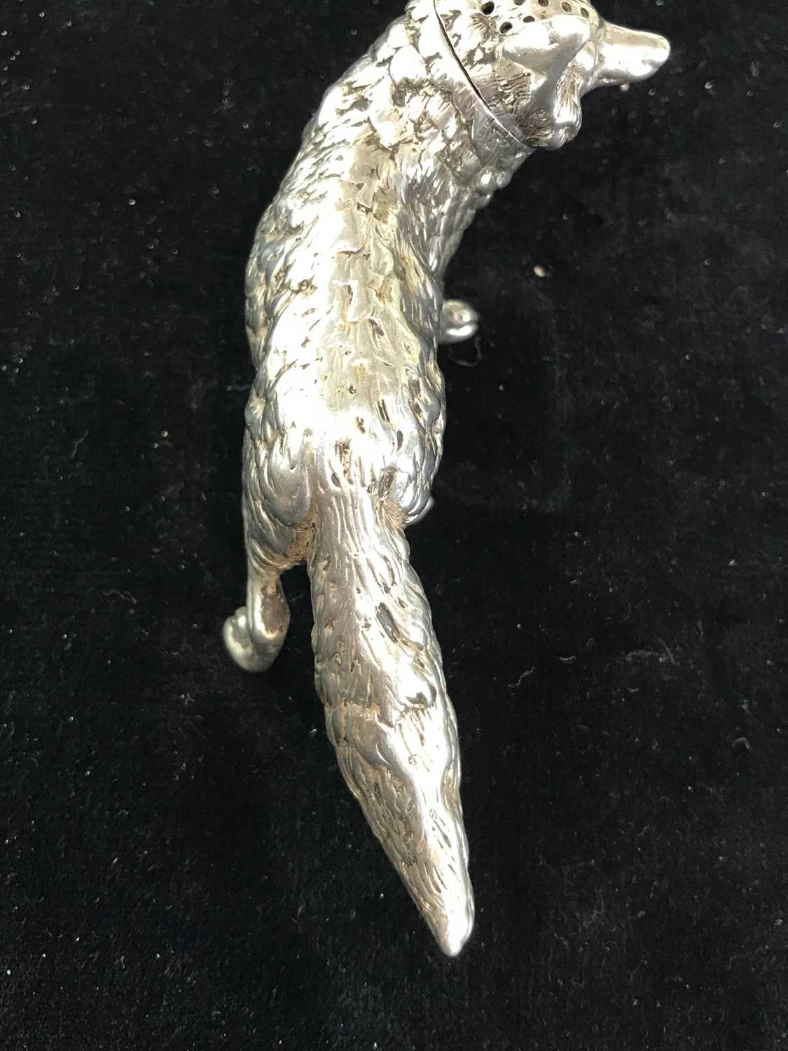 A good Victorian heavy silver pepperette modelled as a fox by William Hurcomb, London 1896, length - Image 10 of 15