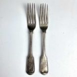 A pair of Victorian silver fiddle and thread pattern table forks by Hayne & Cater, London 1853,